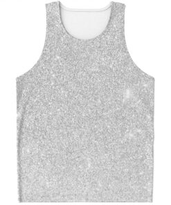 Bright Silver (NOT Real) Glitter Print Men's Tank Top
