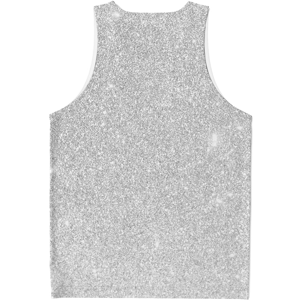 Bright Silver (NOT Real) Glitter Print Men's Tank Top Bright Silver (NOT Real) Glitter Print Men's Tank Top
