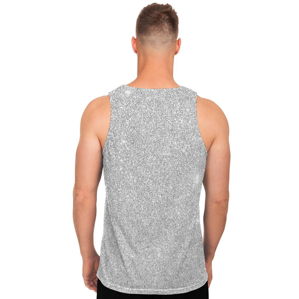 Bright Silver (NOT Real) Glitter Print Men's Tank Top Bright Silver (NOT Real) Glitter Print Men's Tank Top