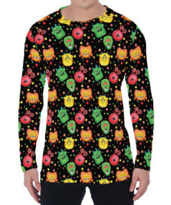 Little Monster Pattern Print Men's Long Sleeve T-Shirt