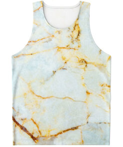 Natural Gold Marble Print Men's Tank Top