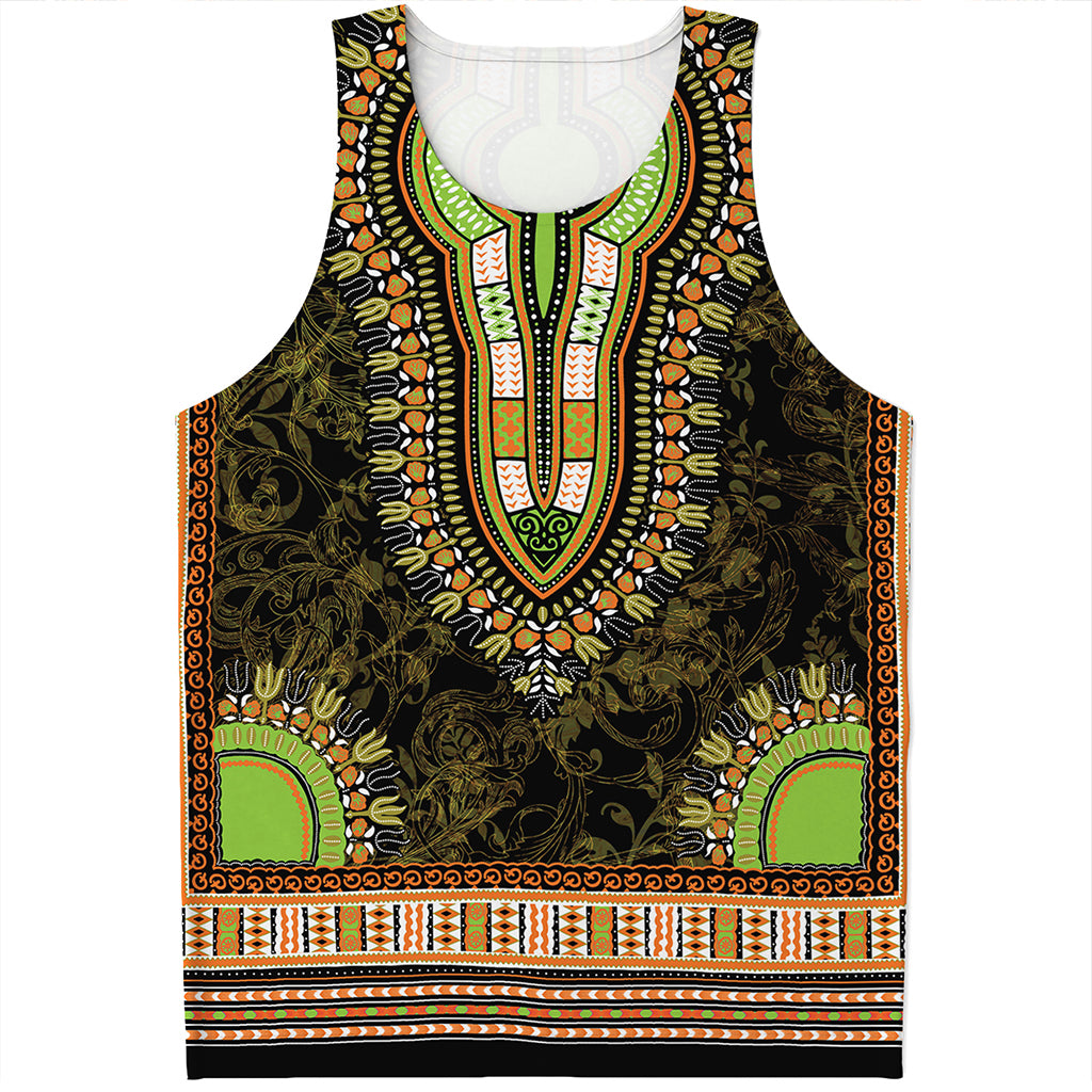 Orange And Black African Dashiki Print Men's Tank Top Orange And Black African Dashiki Print Men's Tank Top