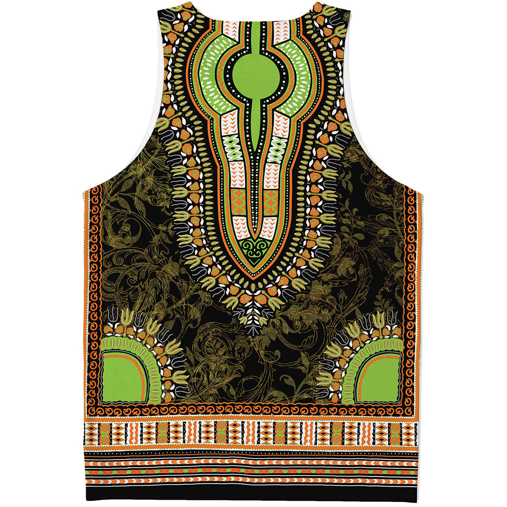 Orange And Black African Dashiki Print Men's Tank Top Orange And Black African Dashiki Print Men's Tank Top