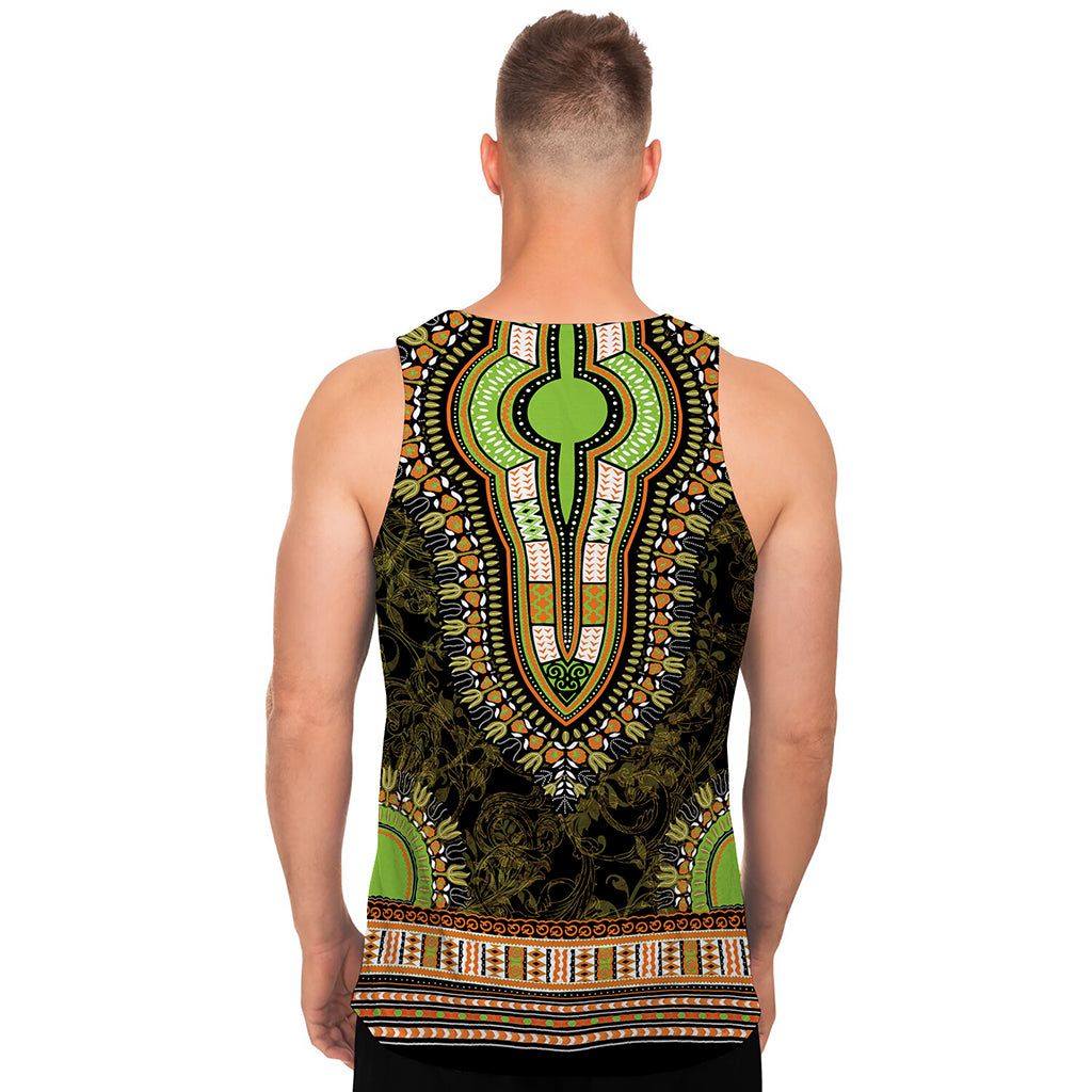 Orange And Black African Dashiki Print Men's Tank Top Orange And Black African Dashiki Print Men's Tank Top