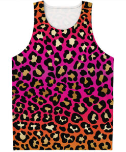 Orange And Purple Leopard Print Men's Tank Top