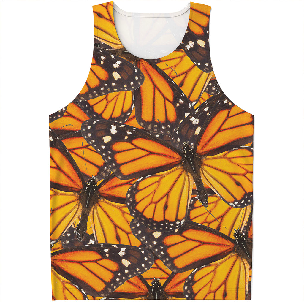 Orange Monarch Butterfly Pattern Print Men's Tank Top Orange Monarch Butterfly Pattern Print Men's Tank Top