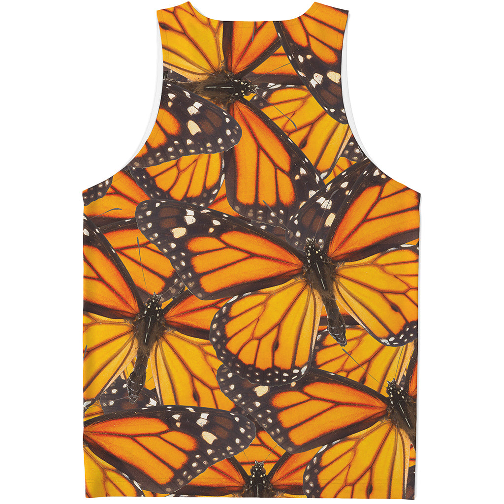 Orange Monarch Butterfly Pattern Print Men's Tank Top Orange Monarch Butterfly Pattern Print Men's Tank Top
