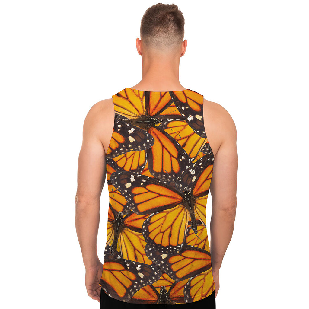 Orange Monarch Butterfly Pattern Print Men's Tank Top Orange Monarch Butterfly Pattern Print Men's Tank Top
