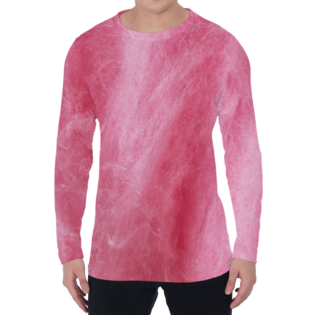 Pink Cotton Candy Print Men's Long Sleeve T-Shirt Pink Cotton Candy Print Men's Long Sleeve T-Shirt