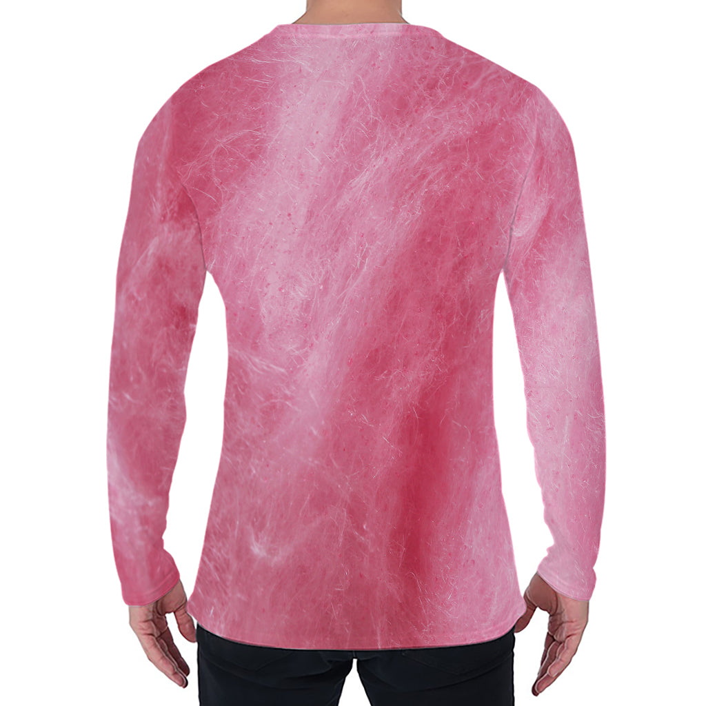 Pink Cotton Candy Print Men's Long Sleeve T-Shirt Pink Cotton Candy Print Men's Long Sleeve T-Shirt