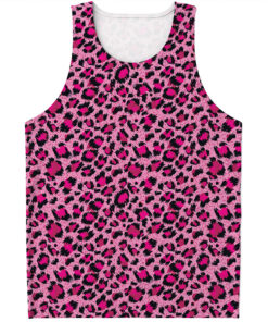 Pink Leopard Print Men's Tank Top