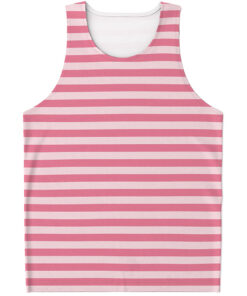 Pink Striped Pattern Print Men's Tank Top
