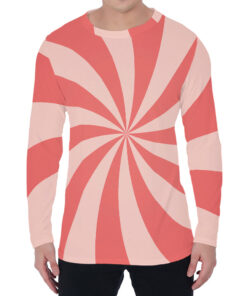 Pink Swirl Print Men's Long Sleeve T-Shirt