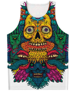 Psychedelic Skull Print Men's Tank Top
