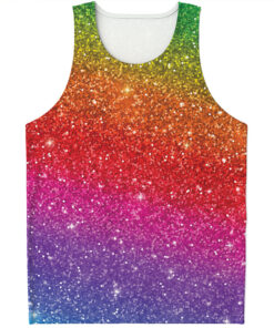 Rainbow (NOT Real) Glitter Artwork Print Men's Tank Top