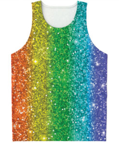 Rainbow (NOT Real) Glitter Print Men's Tank Top