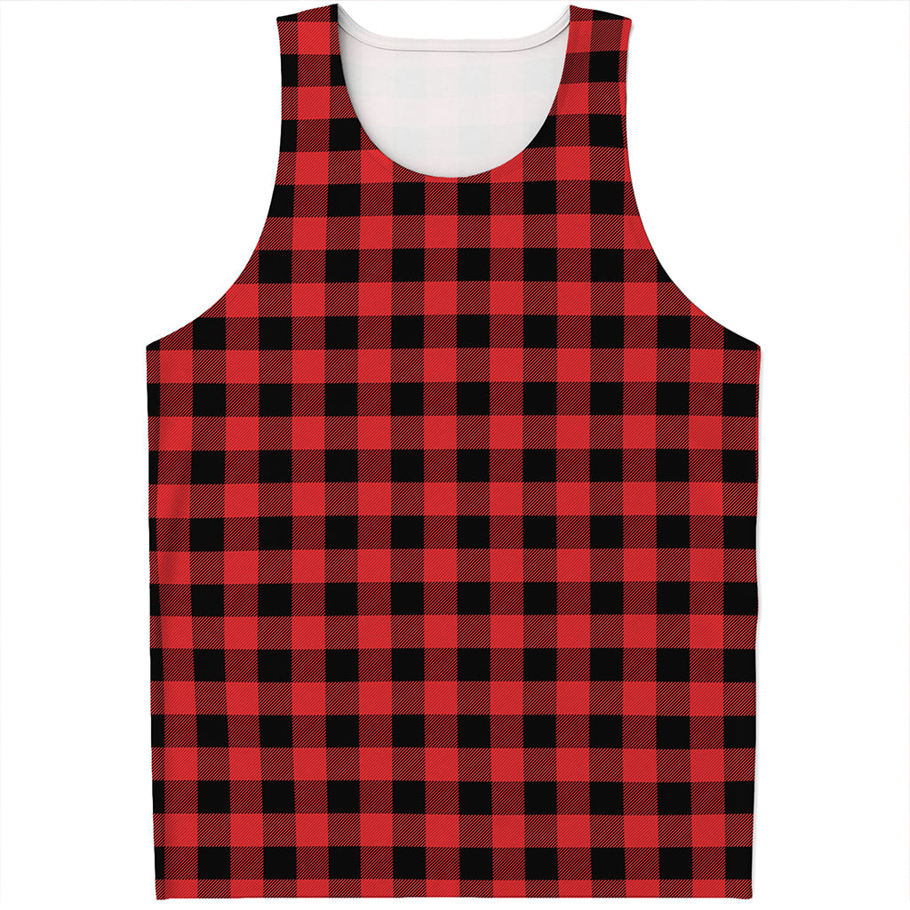 Red And Black Buffalo Plaid Print Men's Tank Top Red And Black Buffalo Plaid Print Men's Tank Top