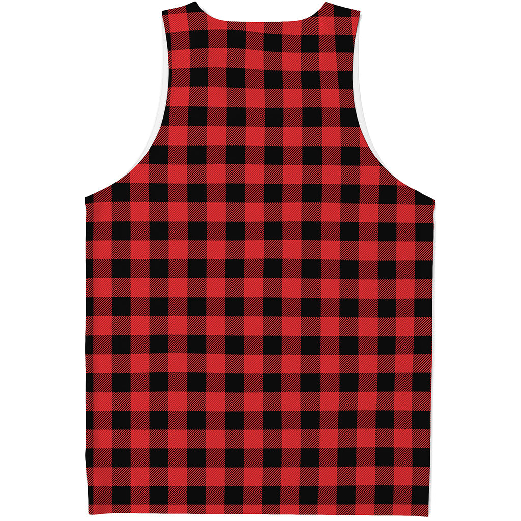 Red And Black Buffalo Plaid Print Men's Tank Top Red And Black Buffalo Plaid Print Men's Tank Top