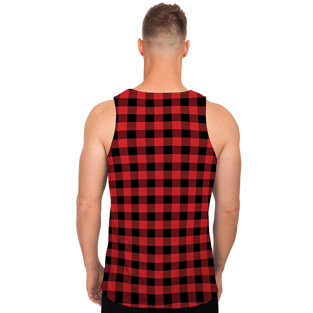 Red And Black Buffalo Plaid Print Men's Tank Top Red And Black Buffalo Plaid Print Men's Tank Top