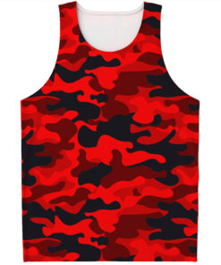 Red And Black Camouflage Print Men's Tank Top