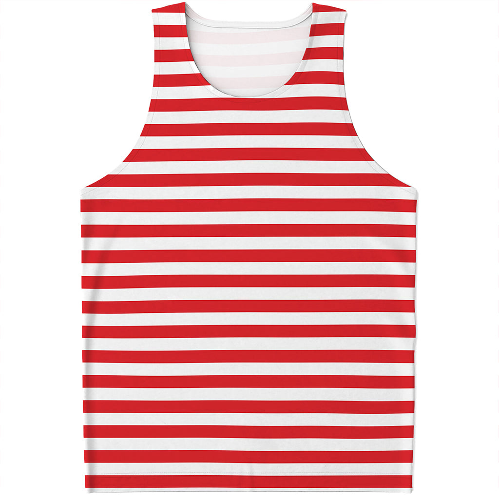 Red And White Striped Pattern Print Men's Tank Top Red And White Striped Pattern Print Men's Tank Top