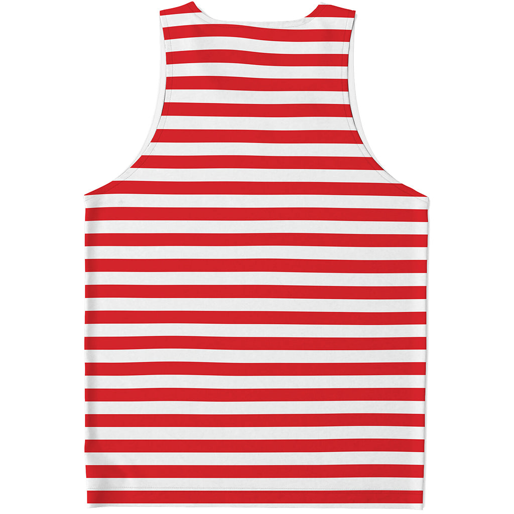 Red And White Striped Pattern Print Men's Tank Top Red And White Striped Pattern Print Men's Tank Top
