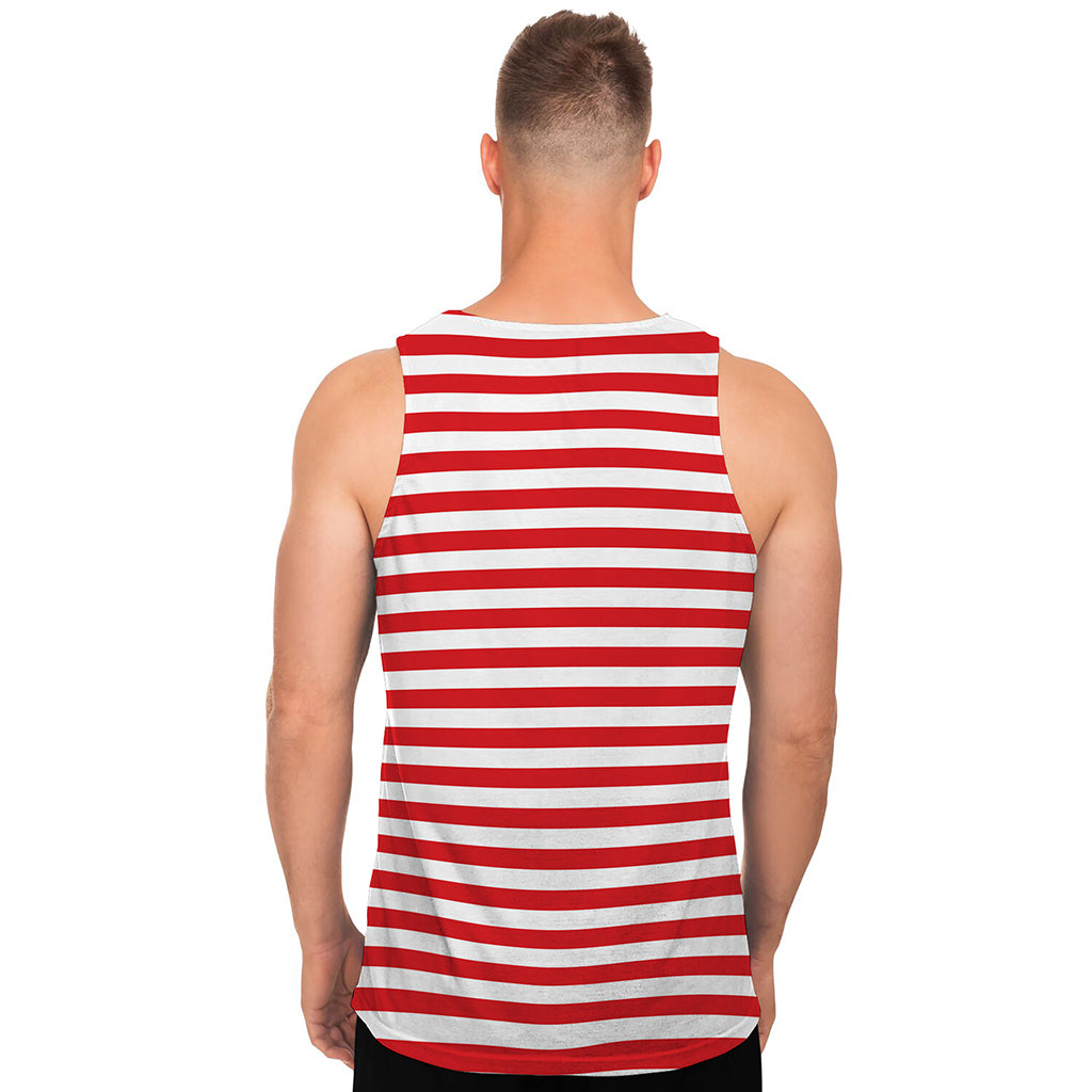 Red And White Striped Pattern Print Men's Tank Top Red And White Striped Pattern Print Men's Tank Top