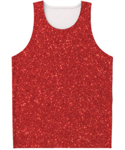 Red (NOT Real) Glitter Print Men's Tank Top