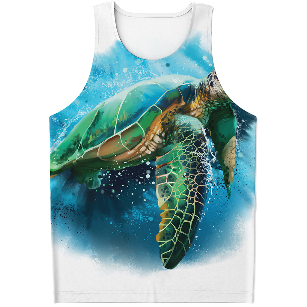 Sea Turtle Painting Print Men's Tank Top Sea Turtle Painting Print Men's Tank Top