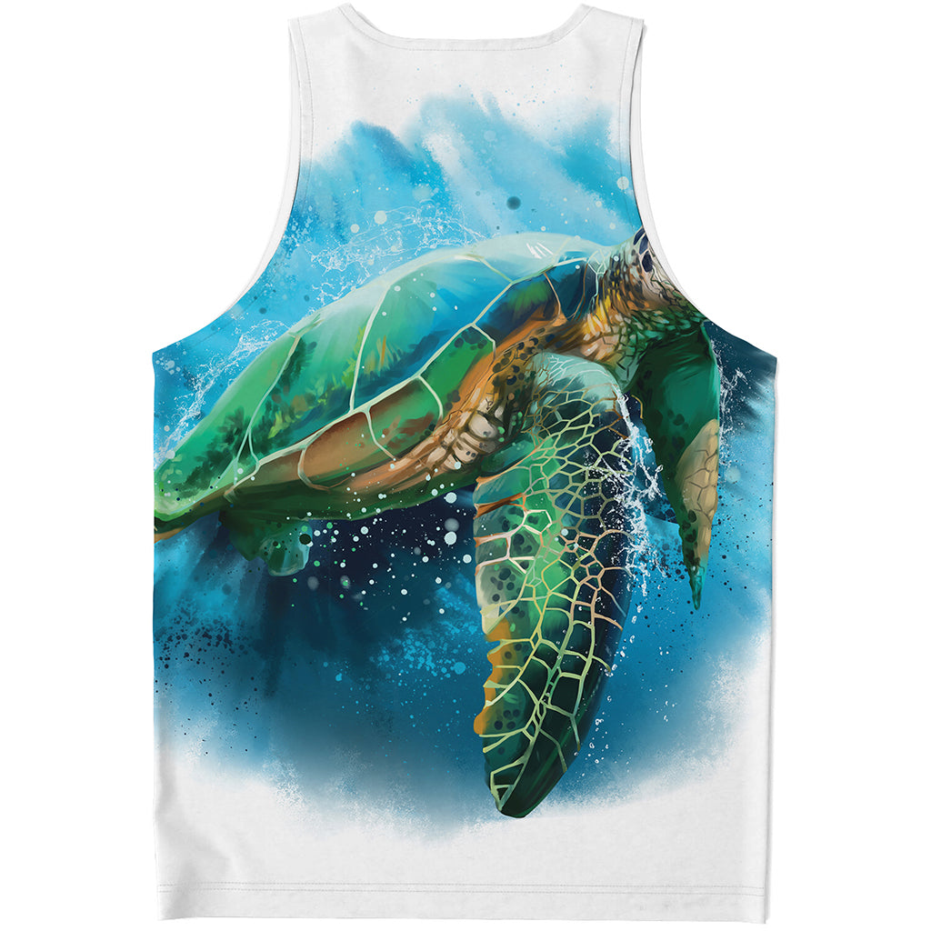 Sea Turtle Painting Print Men's Tank Top Sea Turtle Painting Print Men's Tank Top