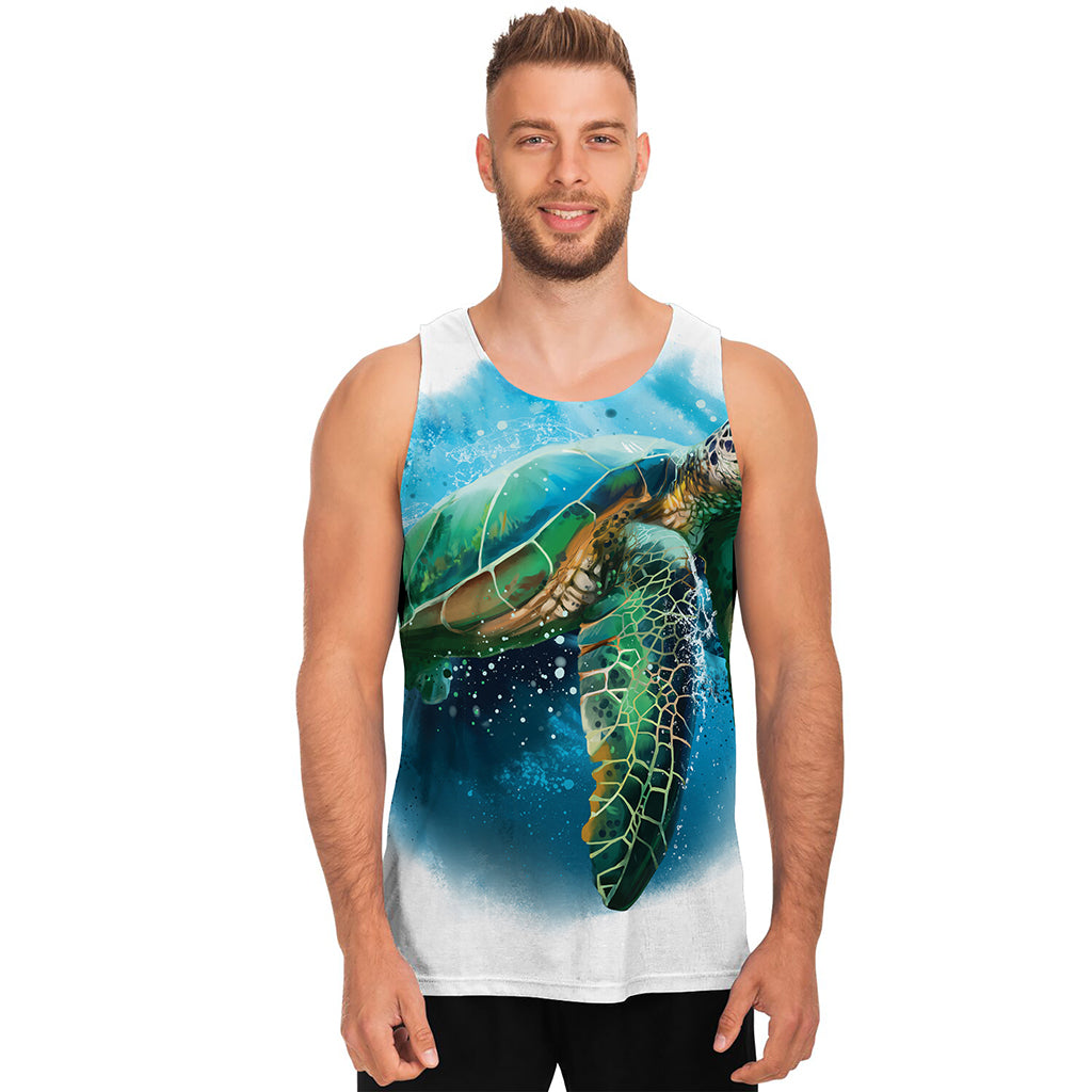 Sea Turtle Painting Print Men's Tank Top Sea Turtle Painting Print Men's Tank Top