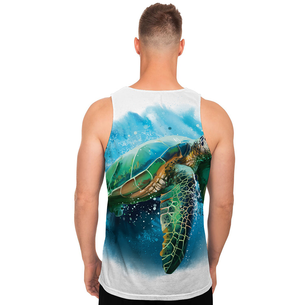 Sea Turtle Painting Print Men's Tank Top Sea Turtle Painting Print Men's Tank Top