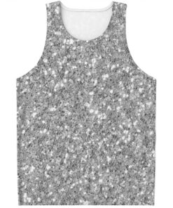 Silver (NOT Real) Glitter Print Men's Tank Top