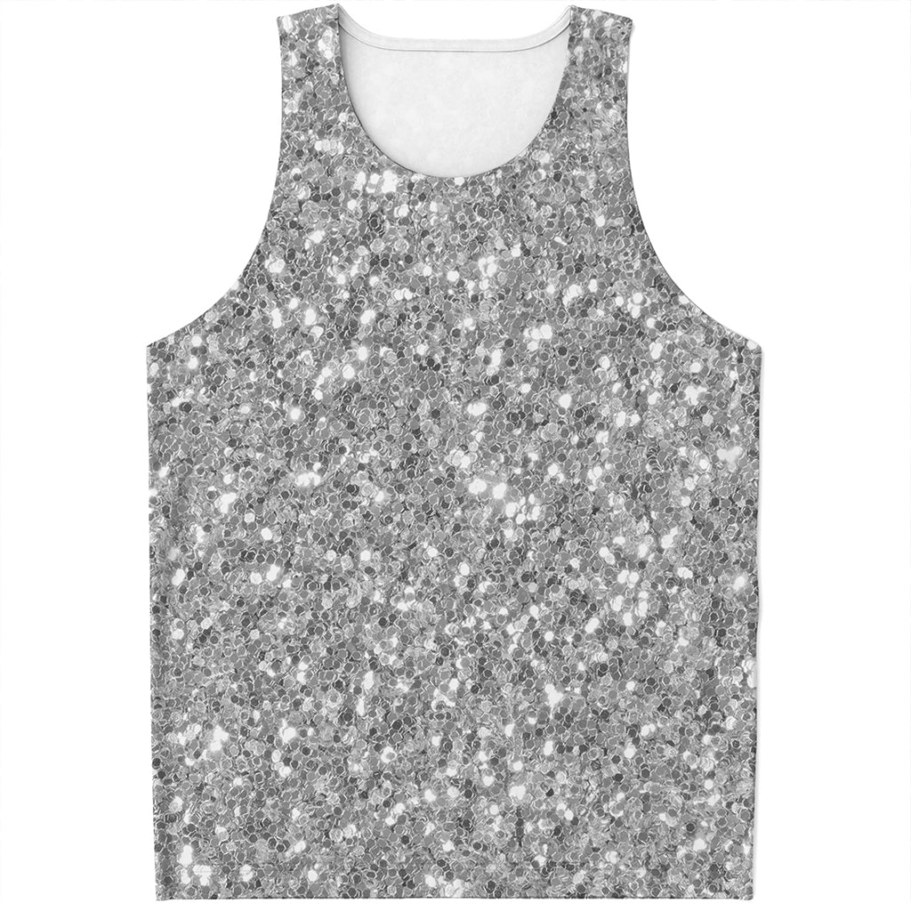 Silver (NOT Real) Glitter Print Men's Tank Top Silver (NOT Real) Glitter Print Men's Tank Top