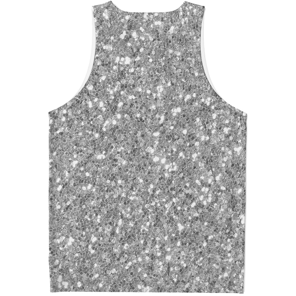 Silver (NOT Real) Glitter Print Men's Tank Top Silver (NOT Real) Glitter Print Men's Tank Top