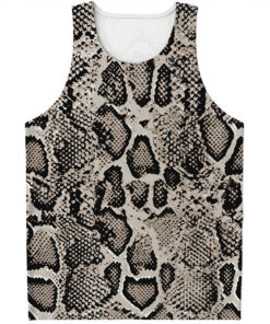 Tan And Black Snakeskin Print Men's Tank Top