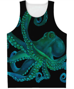 Watercolor Octopus Print Men's Tank Top