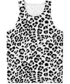 White Leopard Print Men's Tank Top