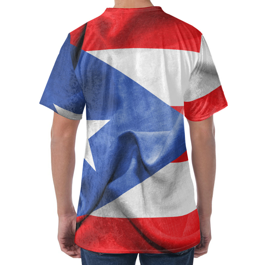 Wrinkled Puerto Rican Flag Print Men's Velvet T-Shirt Wrinkled Puerto Rican Flag Print Men's Velvet T-Shirt