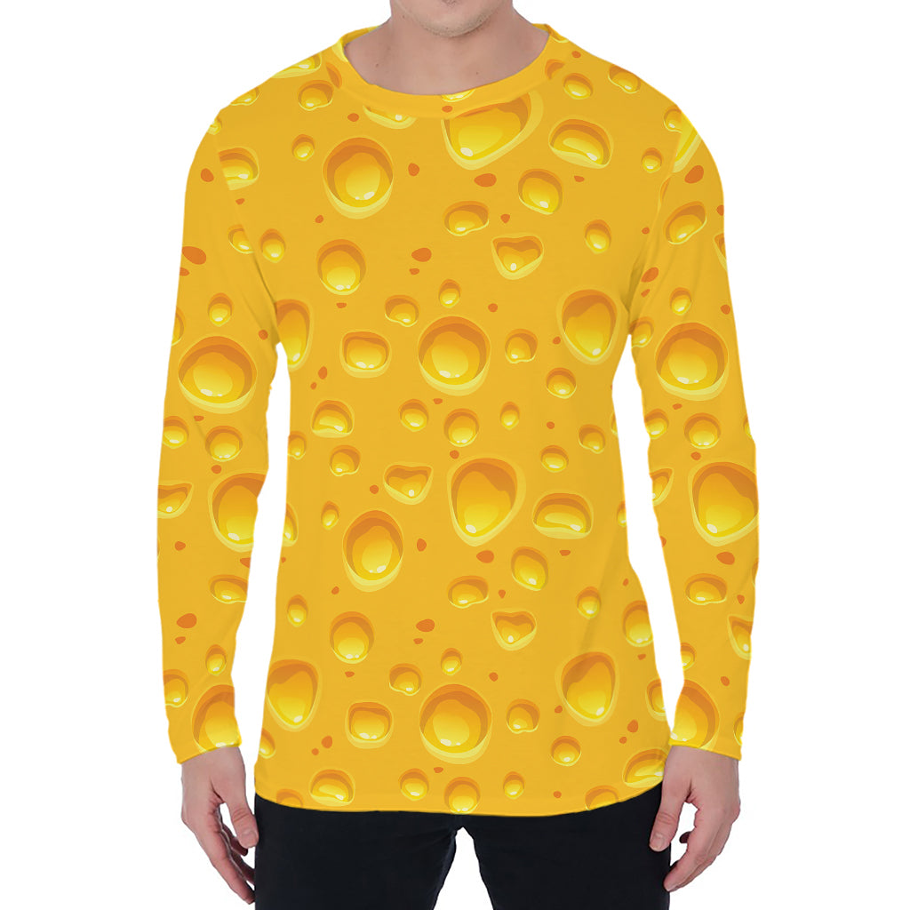 Yellow Cheese Print Men's Long Sleeve T-Shirt Yellow Cheese Print Men's Long Sleeve T-Shirt