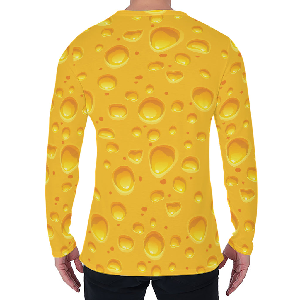 Yellow Cheese Print Men's Long Sleeve T-Shirt Yellow Cheese Print Men's Long Sleeve T-Shirt