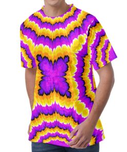 Yellow Explosion Moving Optical Illusion Men's Velvet T-Shirt