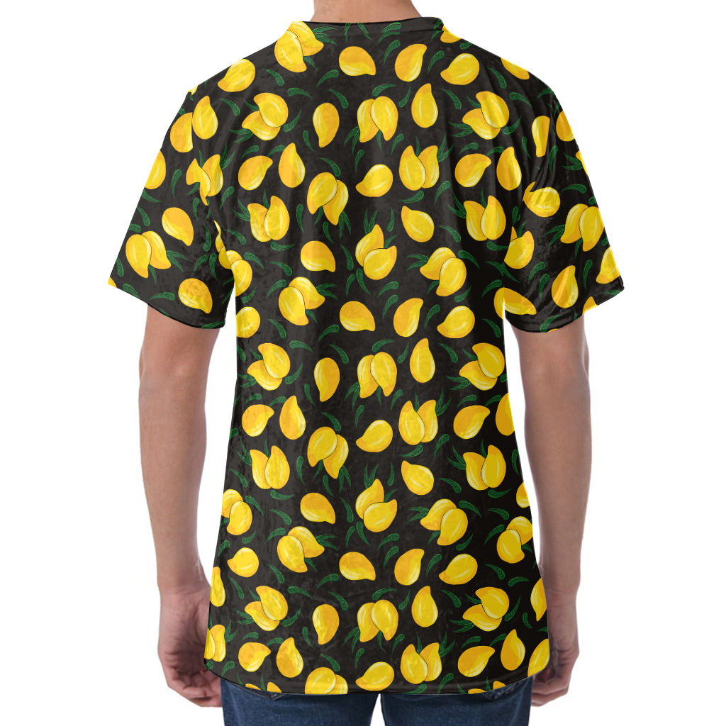 Yellow Mango Fruit Pattern Print Men's Velvet T-Shirt Yellow Mango Fruit Pattern Print Men's Velvet T-Shirt