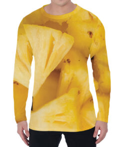 Yellow Pineapple Pieces Print Men's Long Sleeve T-Shirt