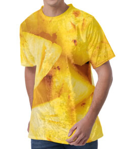 Yellow Pineapple Pieces Print Men's Velvet T-Shirt