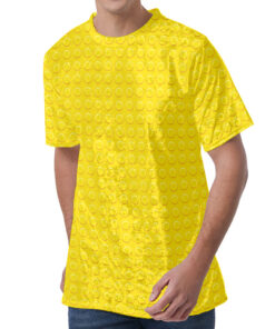 Yellow Plastic Building Blocks Print Men's Velvet T-Shirt
