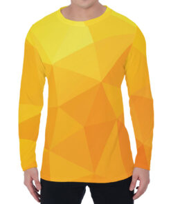 Yellow Polygonal Geometric Print Men's Long Sleeve T-Shirt