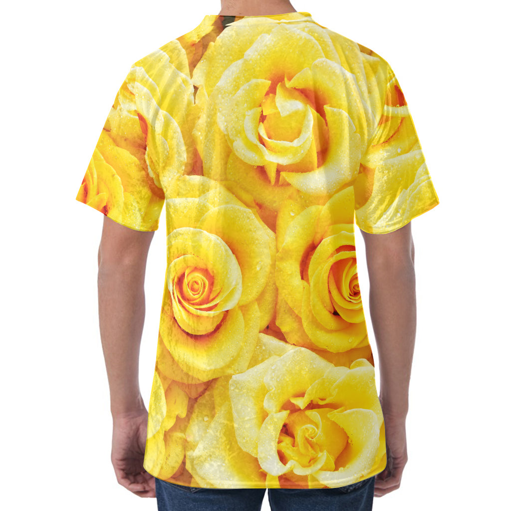 Yellow Rose Print Men's Velvet T-Shirt Yellow Rose Print Men's Velvet T-Shirt