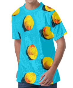 Yellow Rubber Ducks Print Men's Velvet T-Shirt