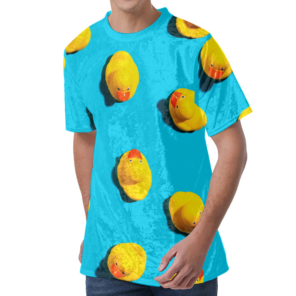 Yellow Rubber Ducks Print Men's Velvet T-Shirt Yellow Rubber Ducks Print Men's Velvet T-Shirt